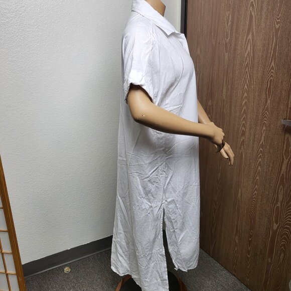 Cabana by CasaCabana white linen blend button-up swimsuit coverup NWOT  size XL - Picture 2 of 9